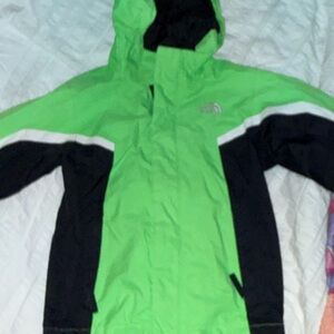 The North Face Kids Green and Black Raincoat